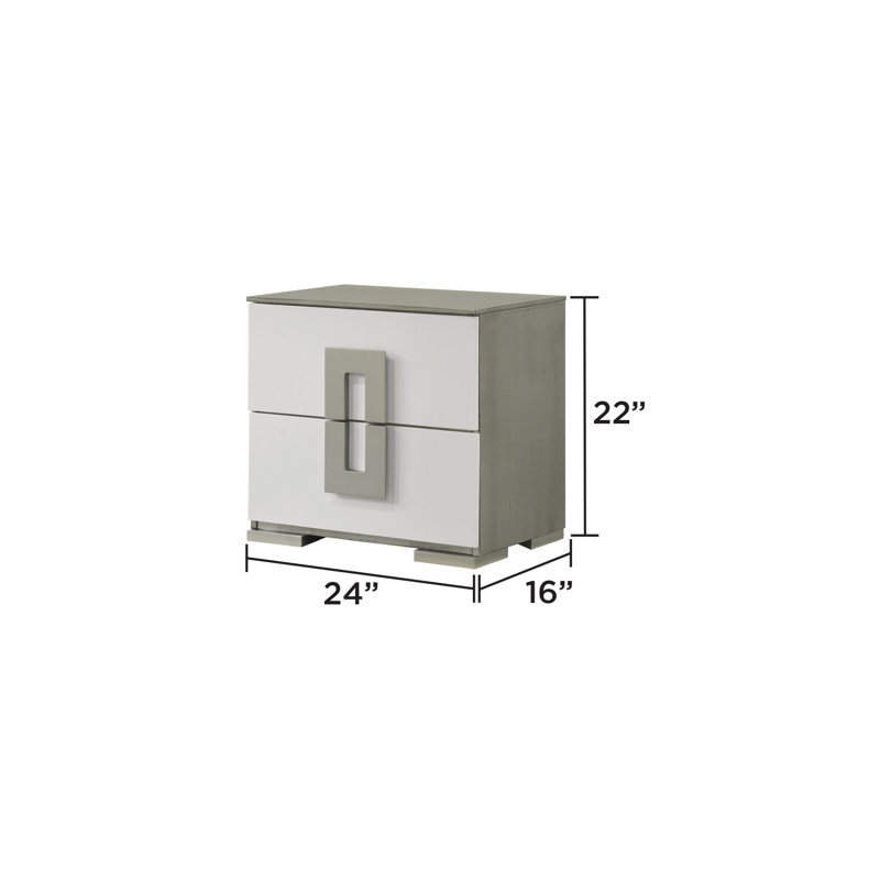 Table de chevet pour chambre à coucher en blanc - 2 tiroirs spacieux pour plus de commodité, 2 tables de chevet modernes et solution de rangement