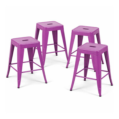 Tabouret de bar 24 po en métal sans dossier de 24 po de hauteur pour comptoir en fer industriel pour îlot de cuisine et salle à manger