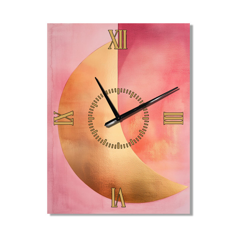 Blush and Gold Arcs I - Horloge murale glamour, H 32 po x l 24 po - Rectangle