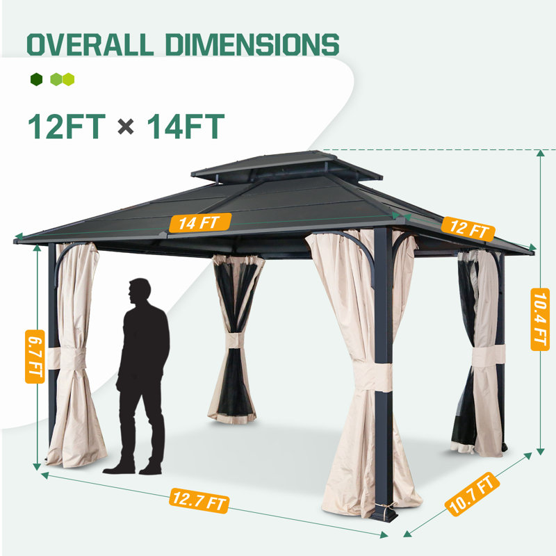 14 Ft. W x 12 Ft. D Metal Gazebo