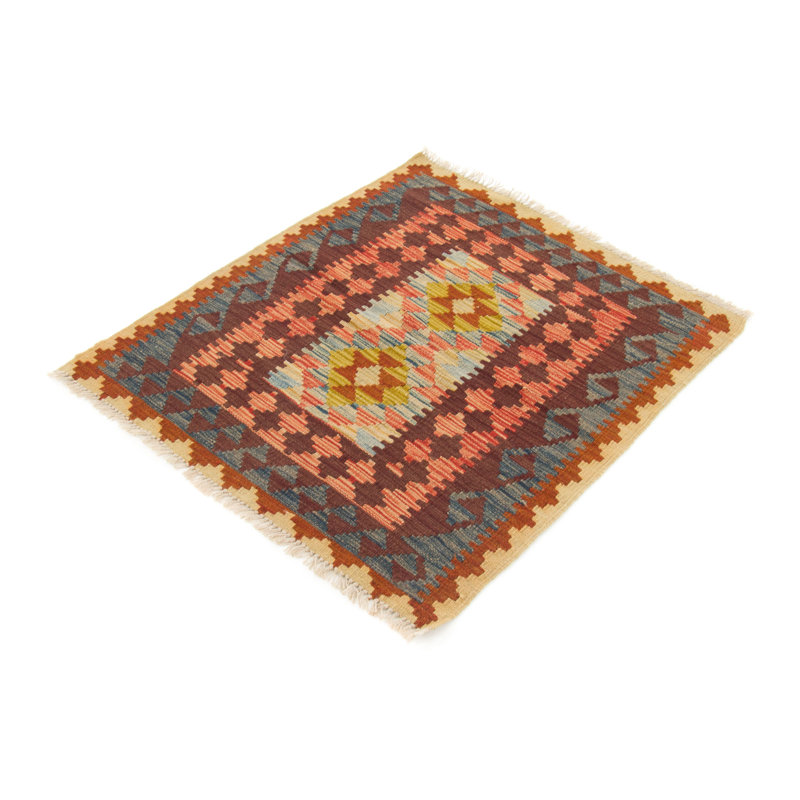 Geometric Wool Hand Woven 89cm X 104cm Area Rug