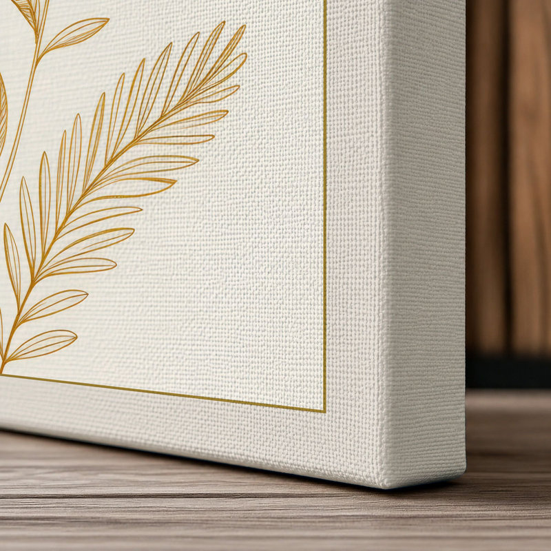 Golden Study Botanical 1 Piece Wrapped Canvas Wall Art, 18x12 - 45.7 x 30.5 cm, Cream Border