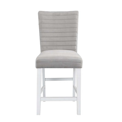 Gris et blanc, tabourets de comptoir à hauteur de comptoir (de 2) - Chaises de salle à manger modernes avec repose-pieds pour un confort et un style améliorés, coussins de dossier, conception, structure rectangulaire en bois franc et élégance supplémentaire,