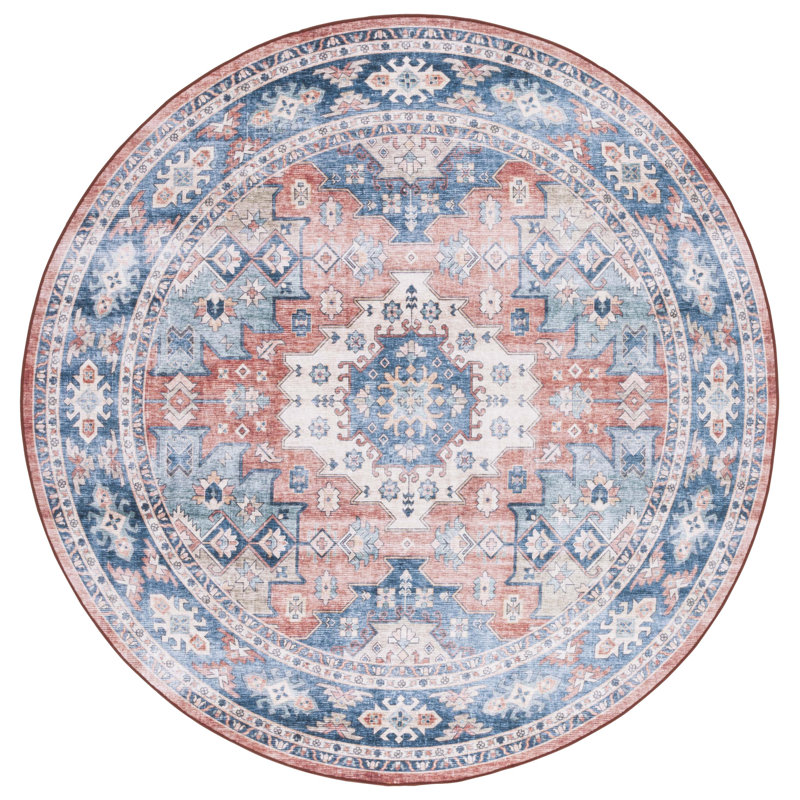 Abigel Performance Machine Washable Oriental Rug, Round 6'