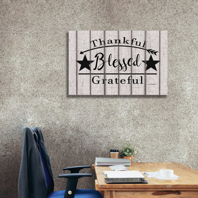 «Blessed Thankful Grateful» par Linda Spivey, art textuel sur toile tendue