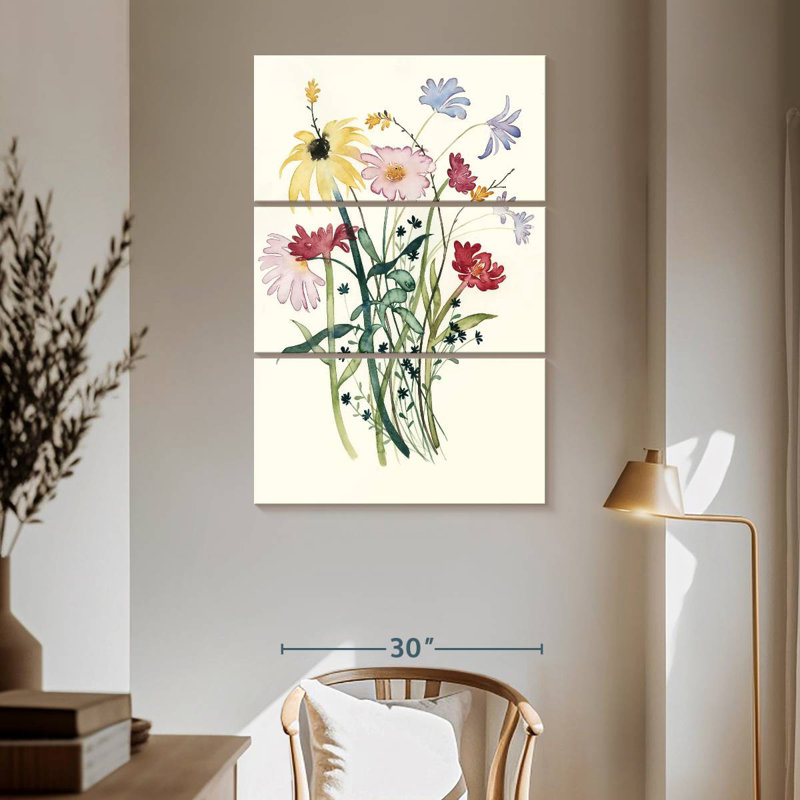 Harnek, aquarelle de fleurs sauvages I, H 65 po x l 42 po