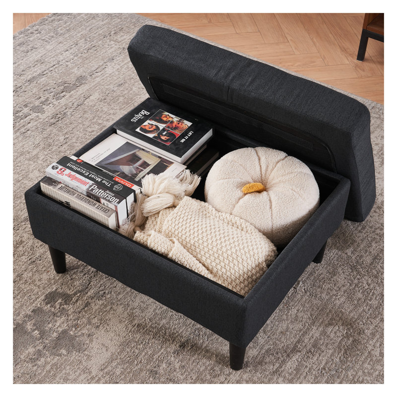Ensemble de fauteuil capitonné et repose-pieds gris foncé