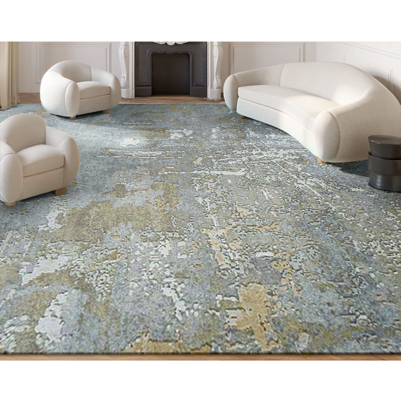 Handmade Silk and Wool Area Rug, Rectangle 4' x 6'