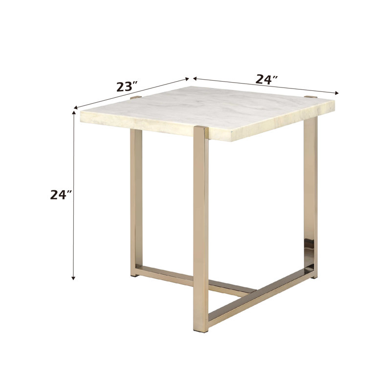 Faux Marble Top With Metal Frame End Table