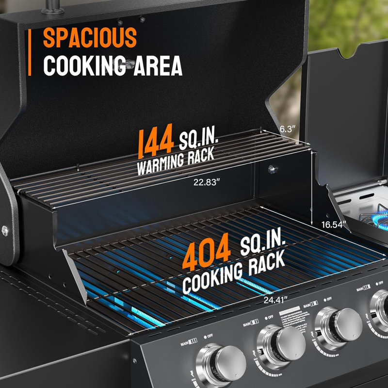 Barbecue au propane à 4 brûleurs avec brûleur latéral