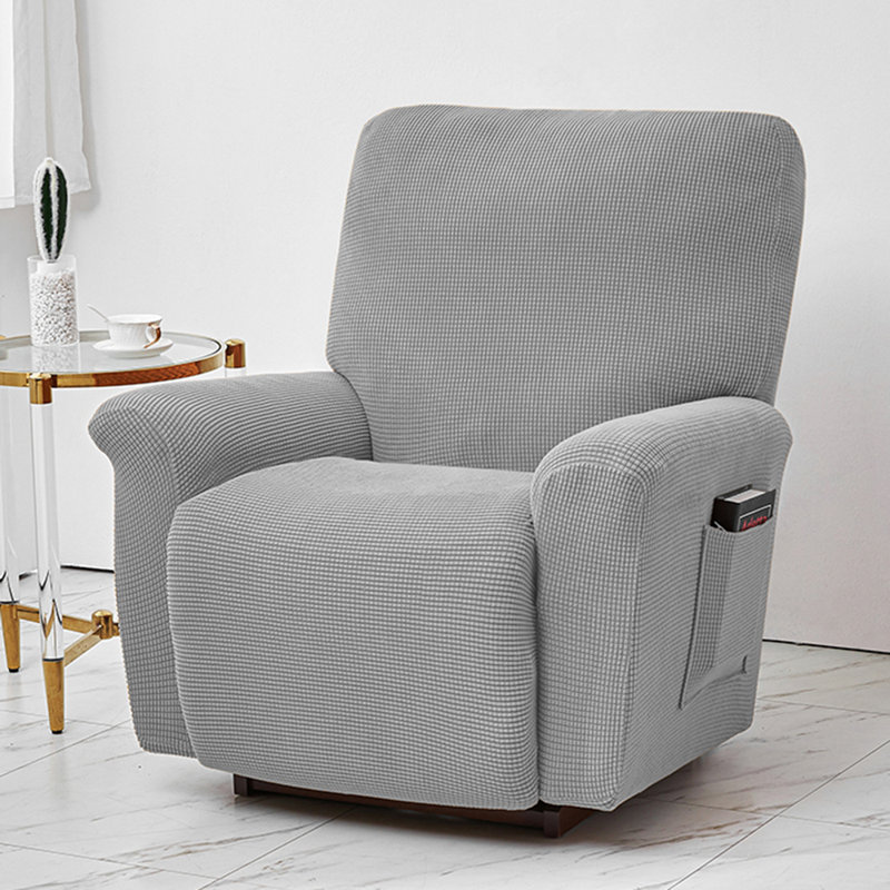 Housse pour fauteuil inclinable à coussins carrés/rectangulaires, Mélange de polyester argent