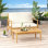 Ensemble de causeuse et de table basse de patio, ensemble de meubles de patio avec coussin, ensemble de conversation à cadre en bois d'acacia pour le jardin, la cour, le porche et le Poode, style minimaliste