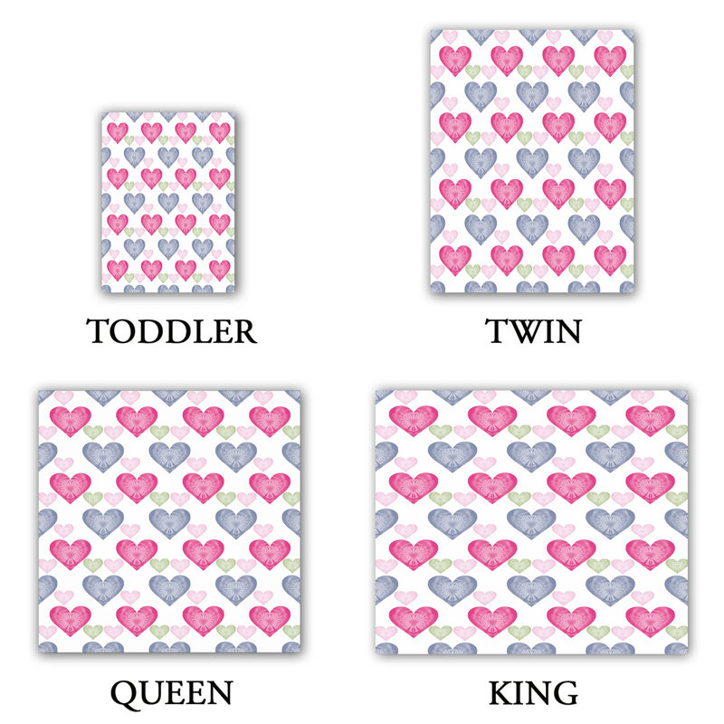 Ensemble de housse de couette Hearts In A Row, 1 housse simple + 1 taie standard