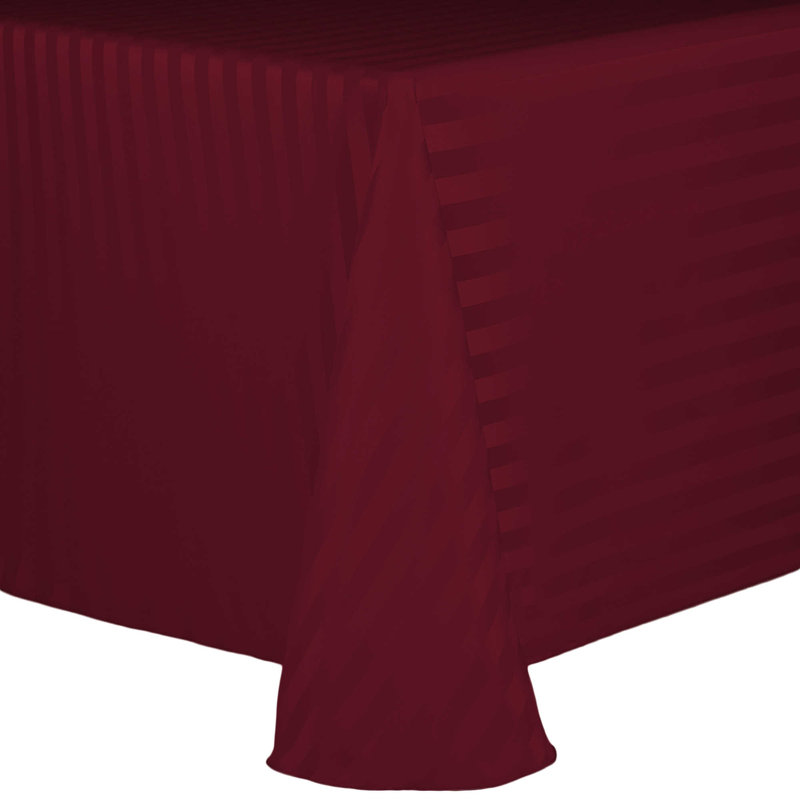 Ultimate Textile Satin Stripe Rectangular Tablecloth, 10, Brick, 156" x 108"