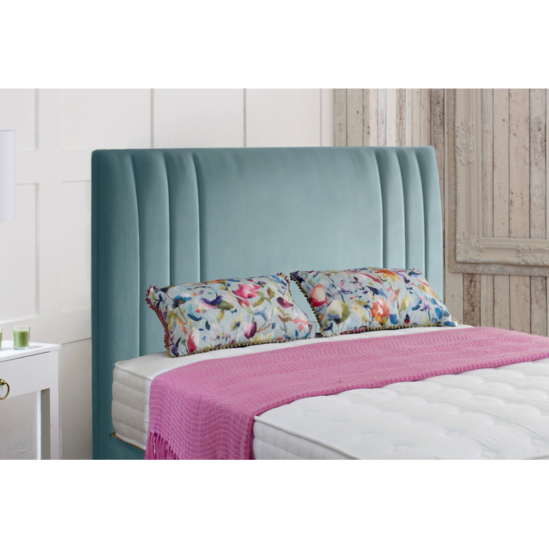 Ashlesha Upholstered Velvet Headboard, Single (3'), Sky Blue