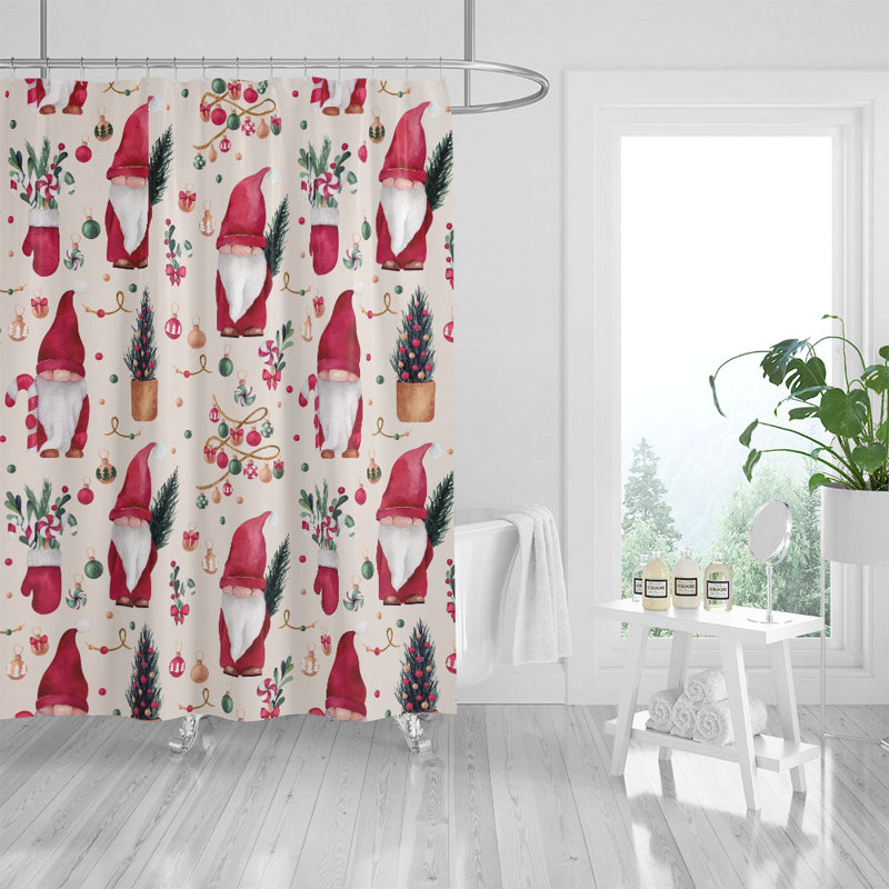 Christmas Gnomes Shower Curtain, 83" H x 70" W