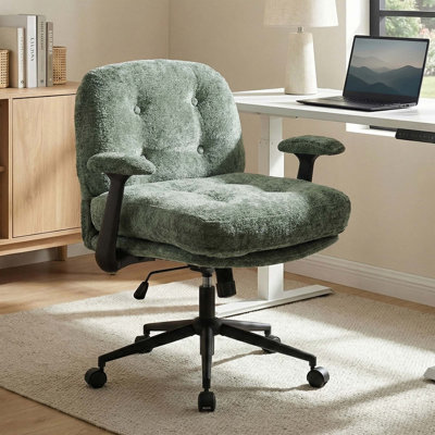 Chaise de bureau en chenille de qualité supérieure avec siège large et accoudoirs rabattables