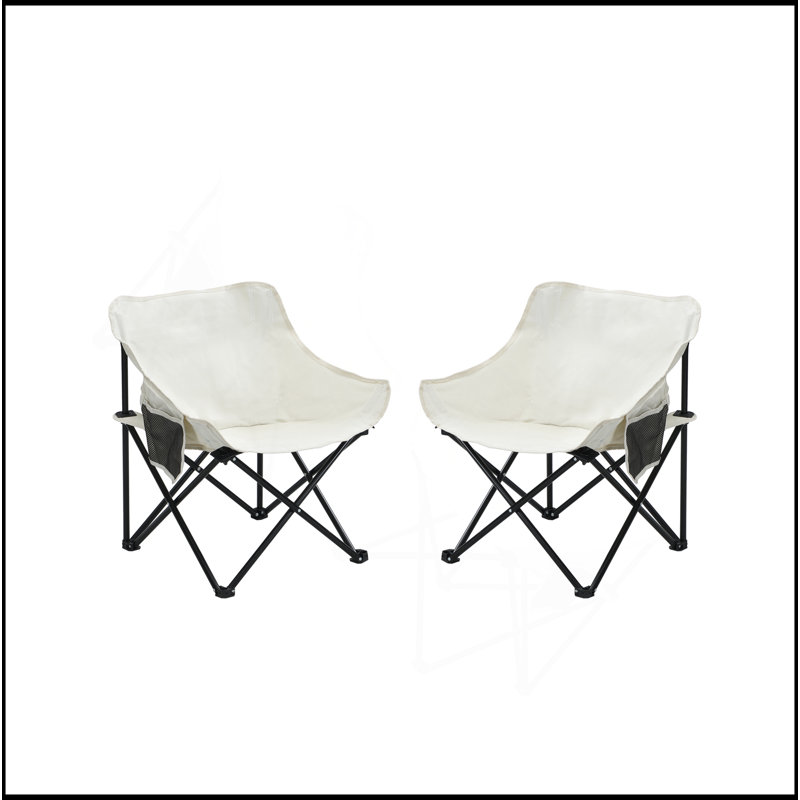 2 chaises de camping d'extérieur pliables / portatives, sac de transport, Beige