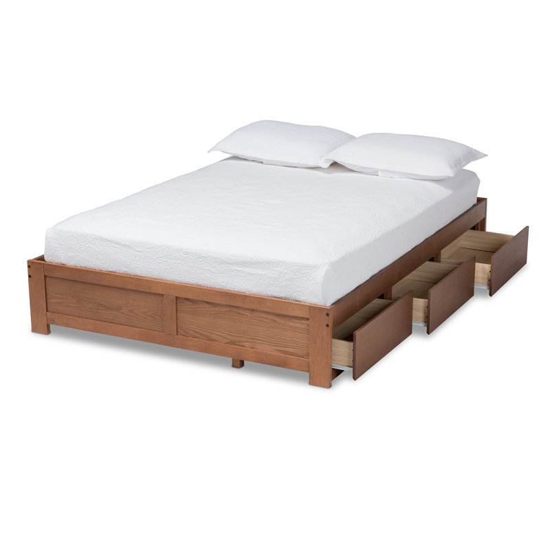 Gagliardi Platform Storage, Built-in Drawers, King Bed, Walnut, 79.5'' W X 82.8'' L X 13'' H, King