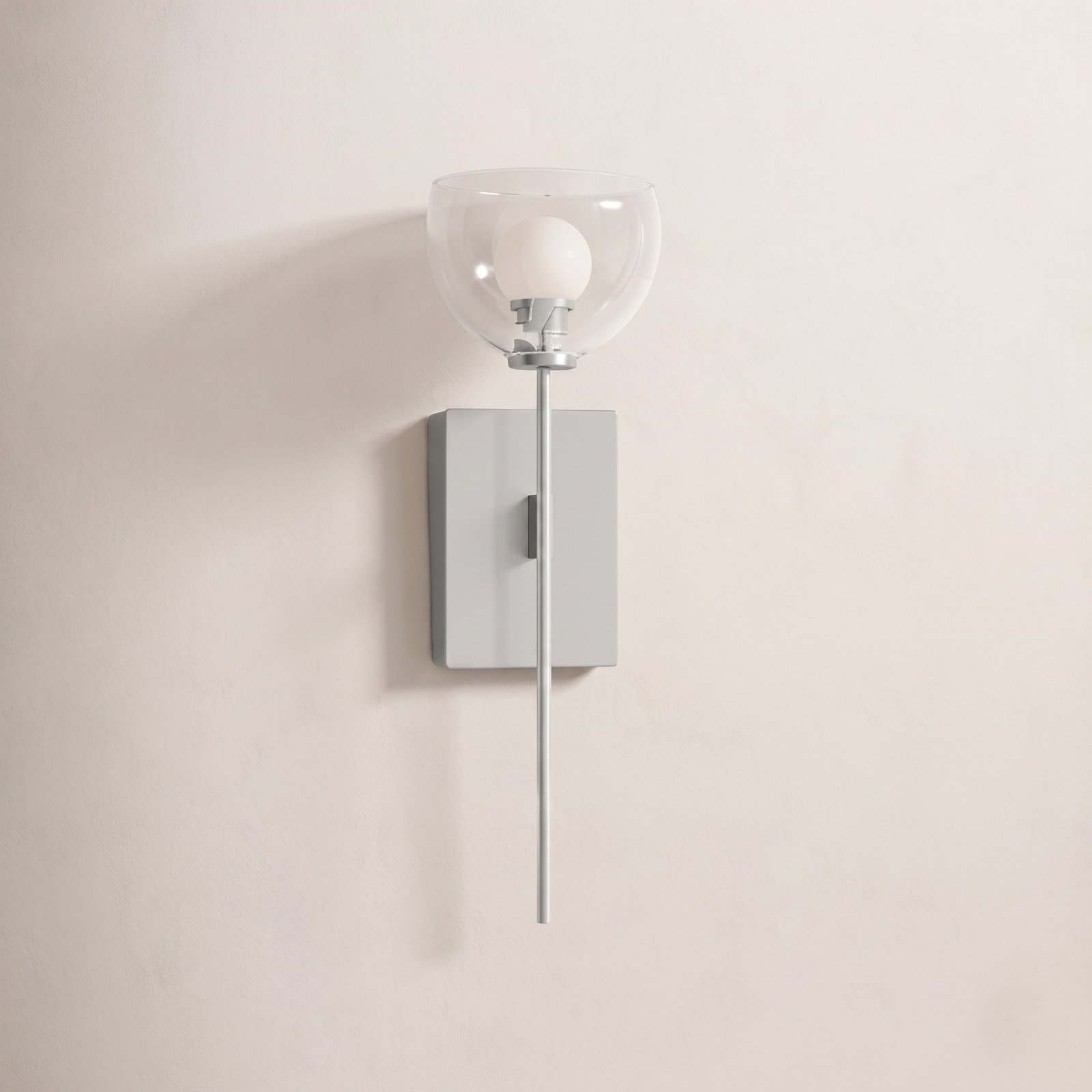 Avalea Single Light Dimmable Armed Sconce, Polished Nickel
