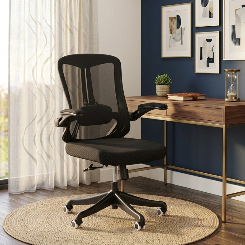 Fauteuil de bureau ergonomique Norberta Home, Noir, Noir