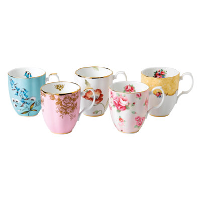 Service à Thé Royal Albert 100 Years - 3 Pièces (tasse, Soucoupe, Assiette) - Motif Bouquet 1990 Jaune - Porcelaine Anglaise