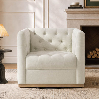 Fauteuil carré pivotant à 360° de 82 cm (32,3 po) à capitonnage en losanges et silhouette sculpturale