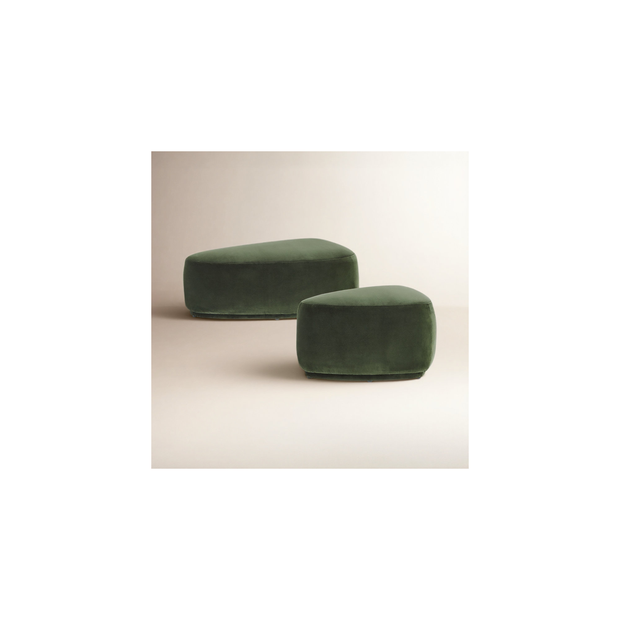 Adna Triangle Cocktail Ottoman (set Of 2), Moss Luxe Velvet