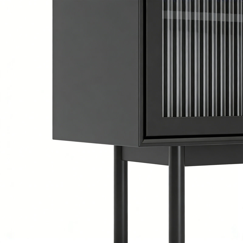 Buffet simple de style nordique moderne, Noir, H 31,5 po x l 63 po x P 15,7 po