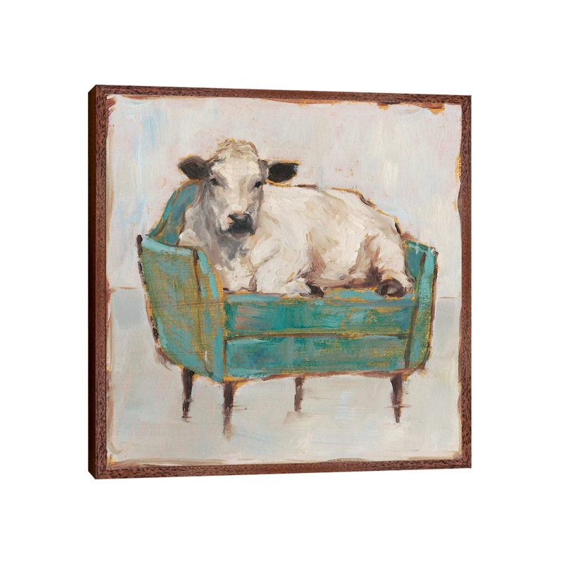 Moo-ving In I by Ethan Harper - Print on Canvas, 93.98 cm H x 93.98 cm W, Brown Framed