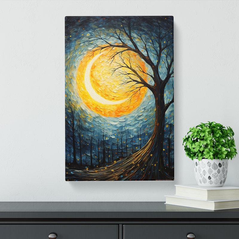 Moon Impressionism Art - Wrapped Canvas, 50cm H x 35cm W x 3cm D