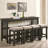 Dark Brown Console Table w/ 4 Stools