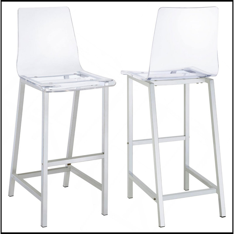 Ensemble de 2 tabourets de bar transparents et chromés
