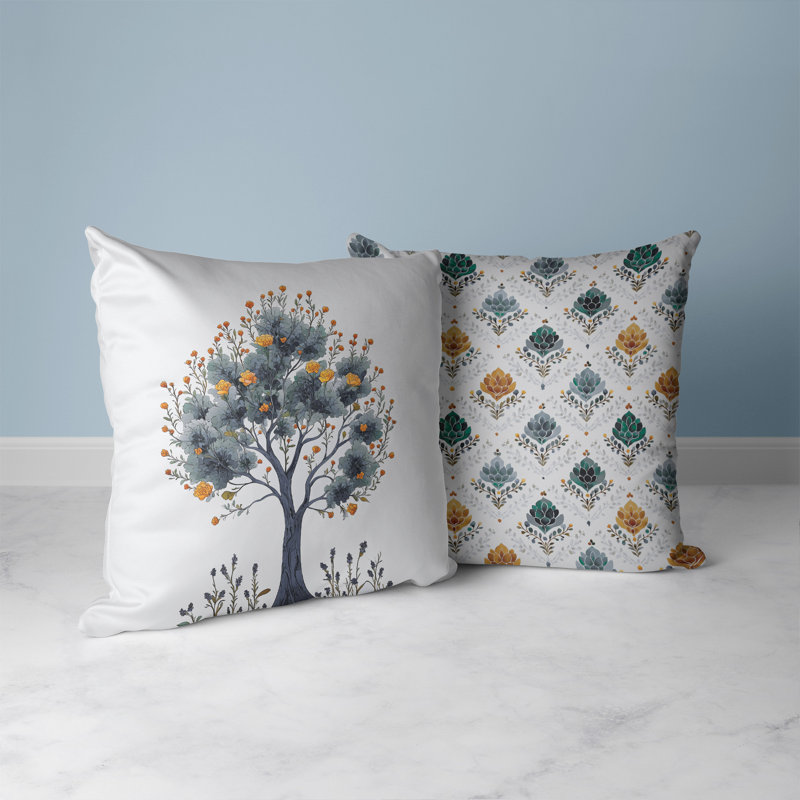 Racines à motifs Intérieur/Extérieur 26x26, Carré 26 po, Blanc / Gris
