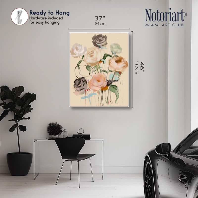 «Roses for you», impression sur toile par Notoriart, H 36 po x l 45 po, Structure noire
