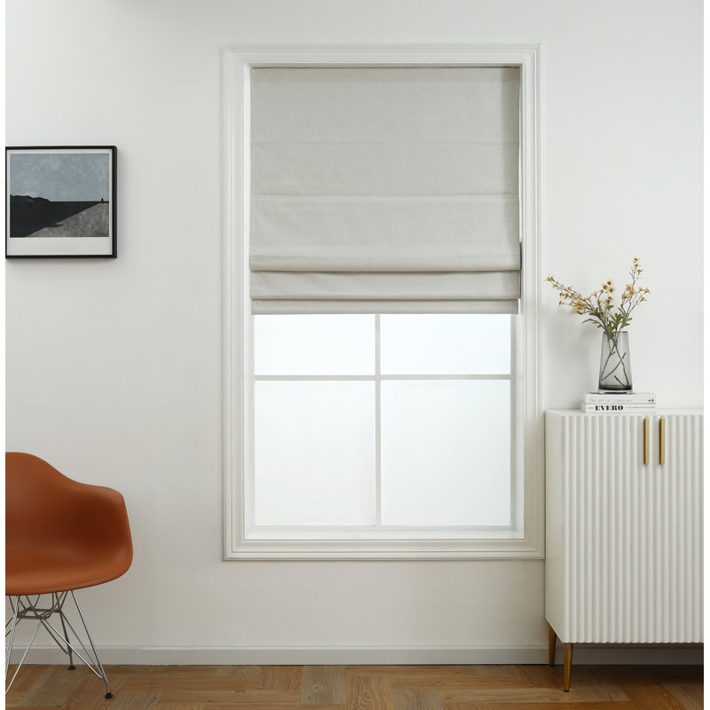 Store romain 100% coton occultant sans cordon, Blanc cassé, L 29 po x L 64 po