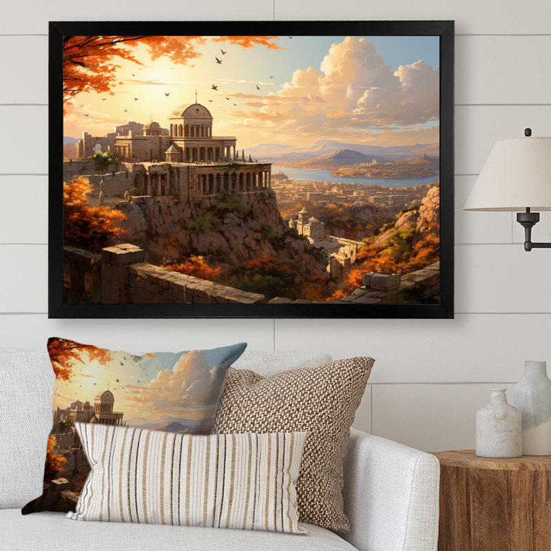 «Grèce Emperor Dreams III», reproduction d'art sur toile, Cadre simple noir, H 30 po x l 40 po x P 1,5 po