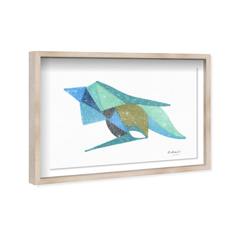 Manuel Roman - Azules Y Aquas Print by Oliver Gal, 25.5"H x 37.5"W, Natural Oak Shadowbox