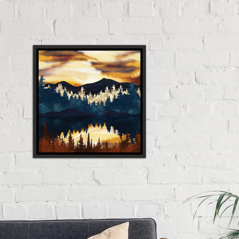 « automne coucher de soleil » par spacefrog designs-impression, H 18 po x l 18 po x P 1,5 po, Toile avec cadre noir patiné