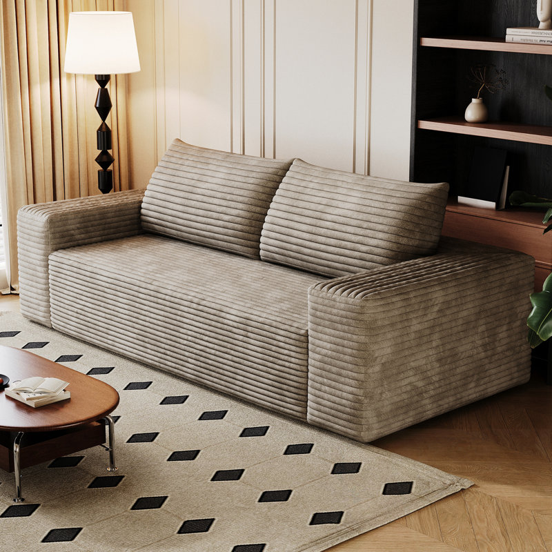 Canapé en velours côtelé avec coussin moelleux, Chameau
