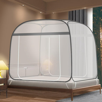 Mosquito Net for Bed, Portable pop up Mosquito Netting with Bottom, Free Installation-Suitable for Bedroom, Camping, Folding Portable Design 1.8m Wide*2m Length
