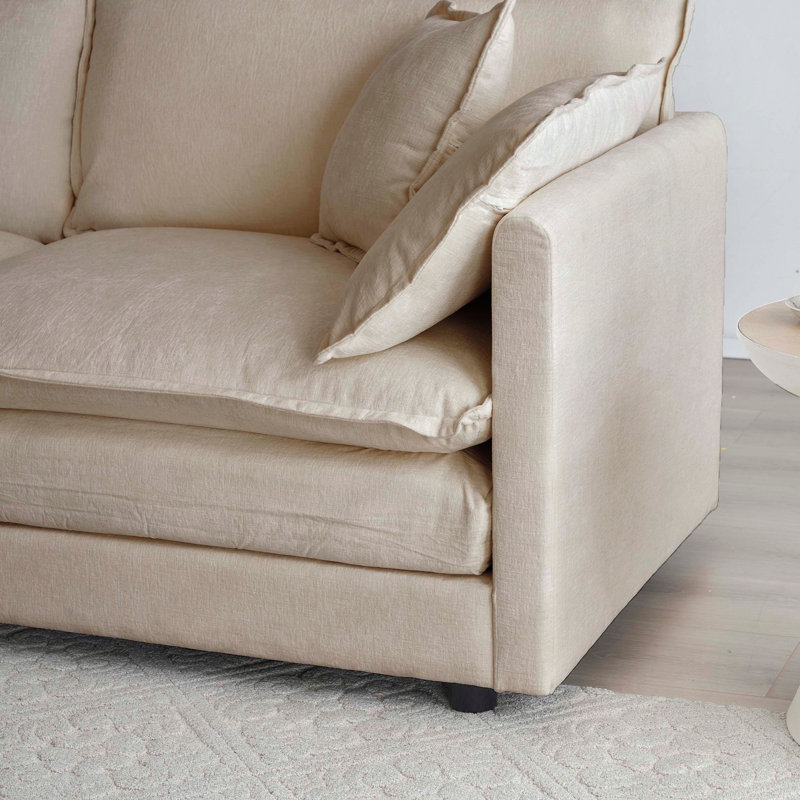 Repose-pieds modulaire en chenille pour canapé, Café clair