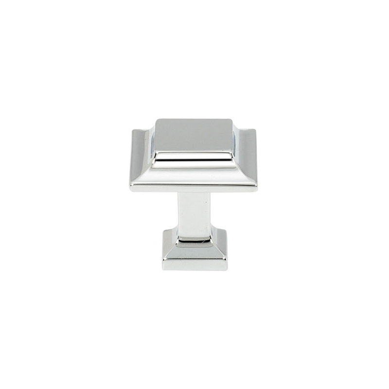 Millenium Square Knob, 1" H x 1" W x 1" D, Polished Chrome