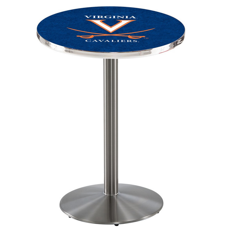Round Metal Base Dining Table, Stainless Steel, University of Virginia