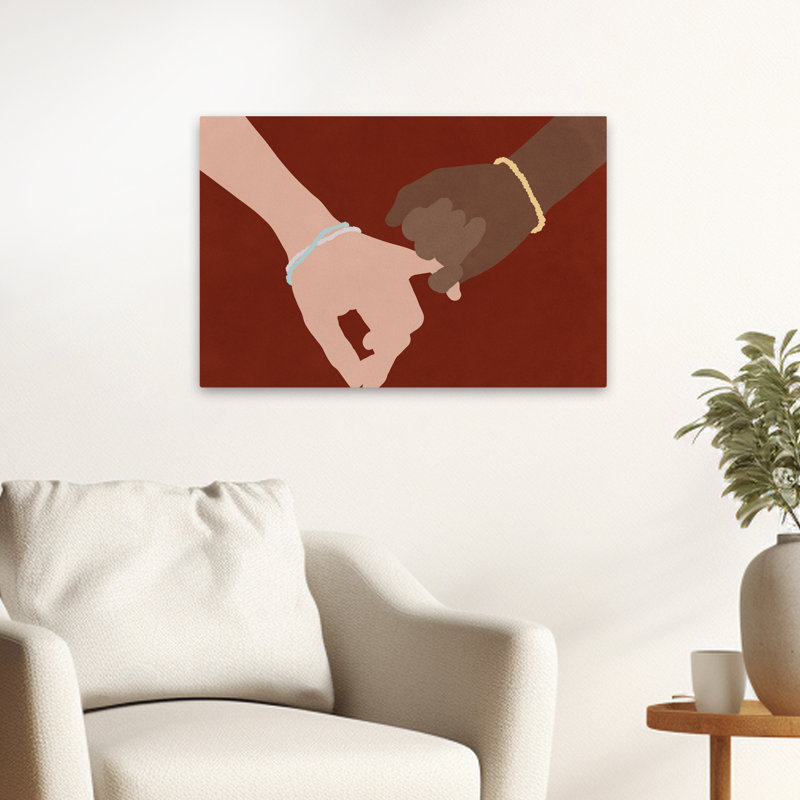«Pinky Swear» - art numérique transitionnel contemporain mains minimalistes, H 16 po x l 24 po