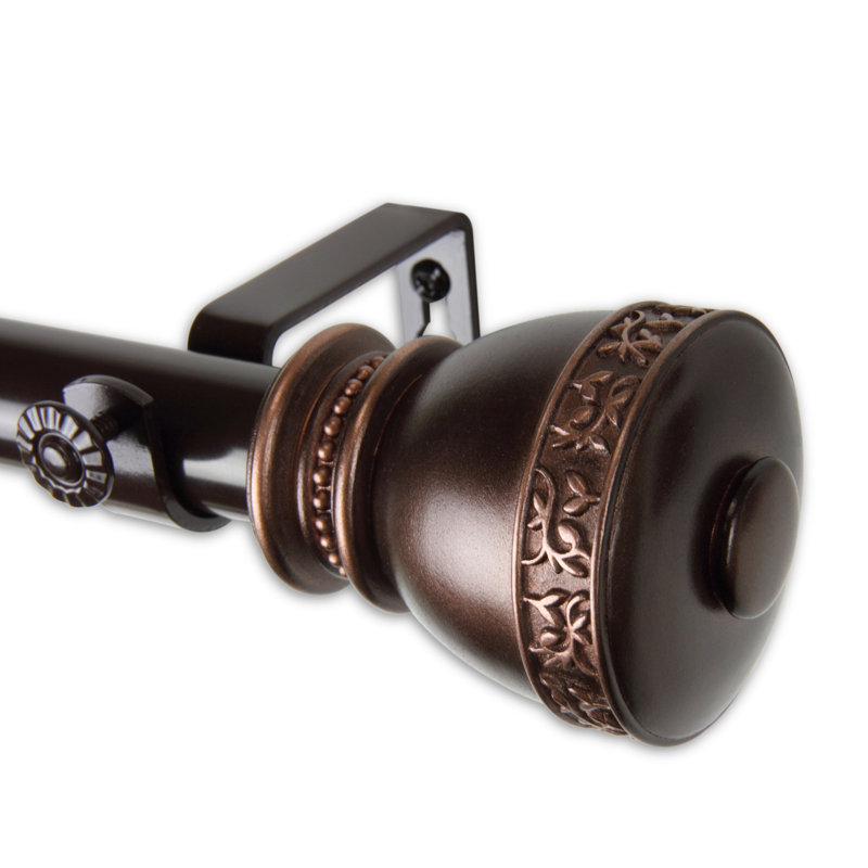 Anndale Steel Adjustable 1'' Single Curtain Rod, 48" - 84", Bronze