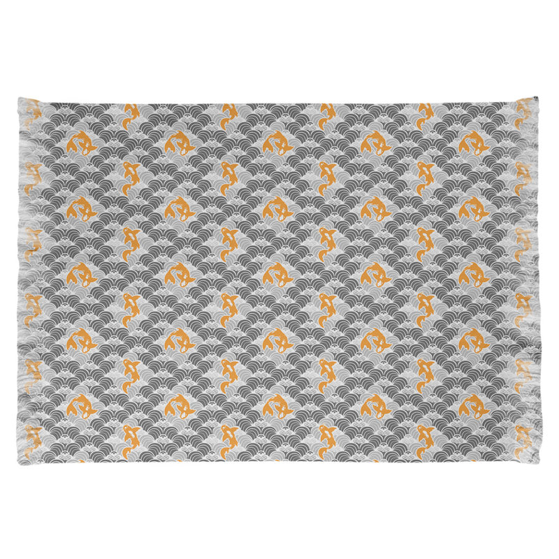 Tapis gris / beige Mcguigan Koi Fish and Waves, Non