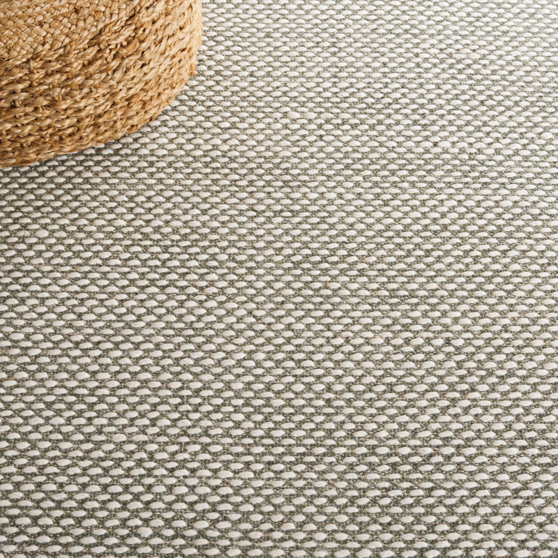 Vermont Flat Weave Wool/Cotton Rug in Green, Rectangle 6' x 9'