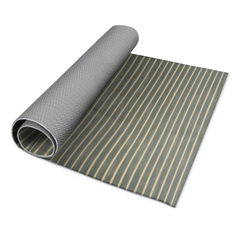 Tapis intérieur / extérieur brun HorizontalStripes, Rectangle 9 pi x 12 pi
