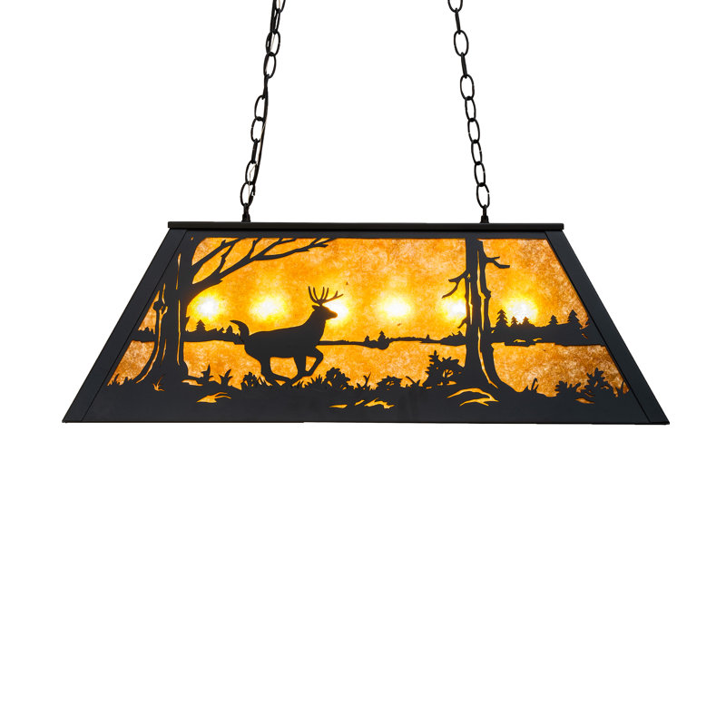Luminaire suspendu linéaire à 6 lumières pour table de billard Lockheart, Noir texturé